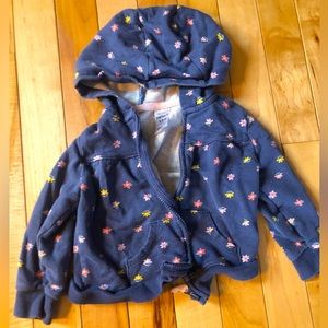 12 month girls Carter’s blue & floral hooded 12 month zipup